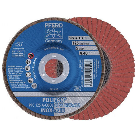 Disque à lamelles POLIFAN A-COOL SG INOX+ALU D. 125 mm granulation A-40 conique (Par 10)