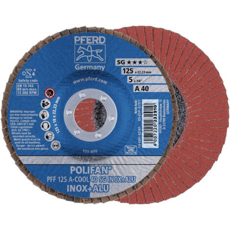 Disque à lamelles POLIFAN A-COOL SG INOX+ALU D. 125 mm granulation A-60 plat INO (Par 10)