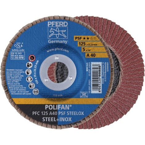 Disque à lamelles POLIFAN A PSF STEELOX D. 125 mm granulation A-60 conique acier (Par 10)