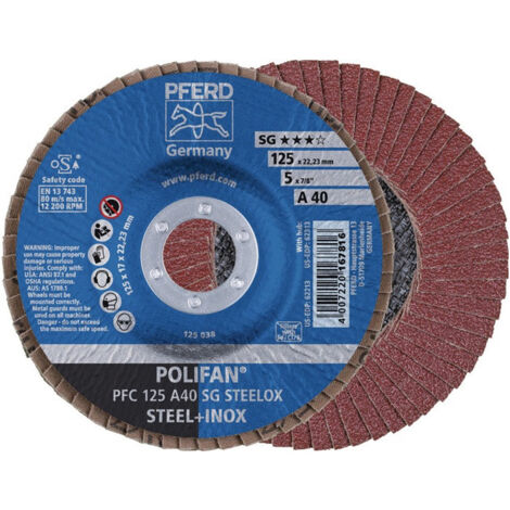 Disque à lamelles POLIFAN A SG STEELOX D. 125 mm granulation A-60 plat INOX cori (Par 10)