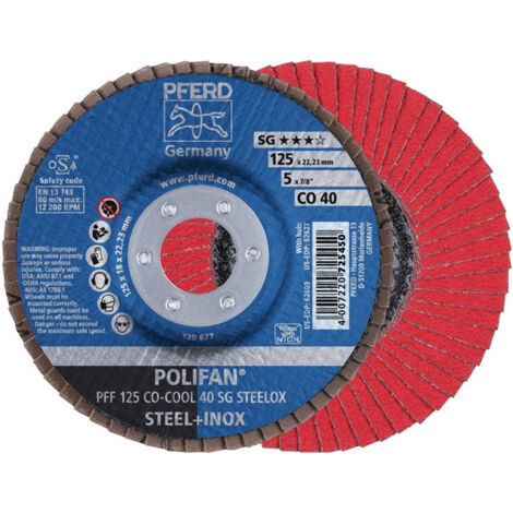 Disque à lamelles POLIFAN CO-COOL SG STEELOX D. 125 mm granulation 40 plat INOX (Par 10)