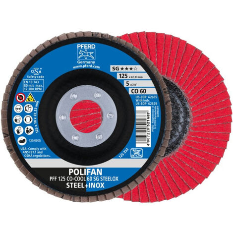 Disque à lamelles POLIFAN D.125mm K.60 fl.STA grain céramique CO-COOL (Par 10)