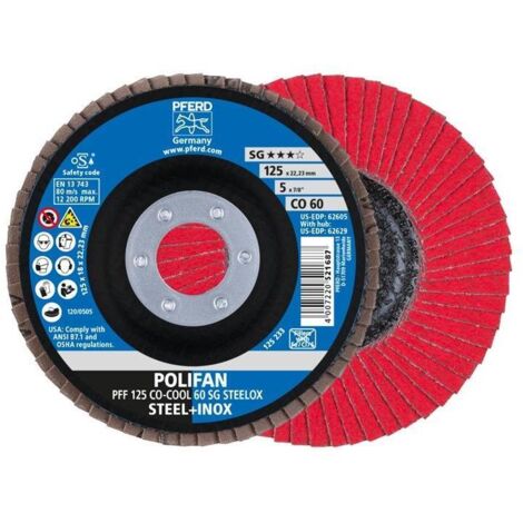 Disque à lamelles POLIFAN D.125mm K.60 fl.STA grain céramique CO-COOL (Par 10)