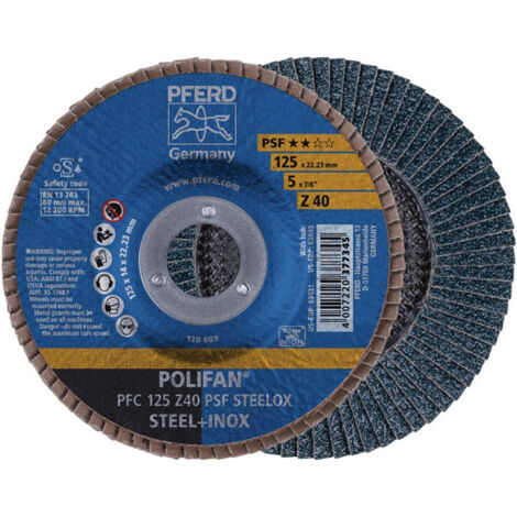 Disque à lamelles POLIFAN Z PSF STEELOX D. 115 mm granulation Z-80 conique INOX (Par 10)
