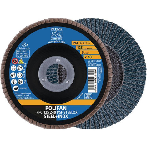 Disque à lamelles POLIFAN Z PSF STEELOX D. 125 mm granulation Z-40 conique INOX (Par 10)