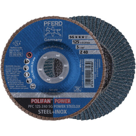 Disque à lamelles POLIFAN Z SG POWER STEELOX D. 125 mm granulation Z-40 plat INO (Par 10)