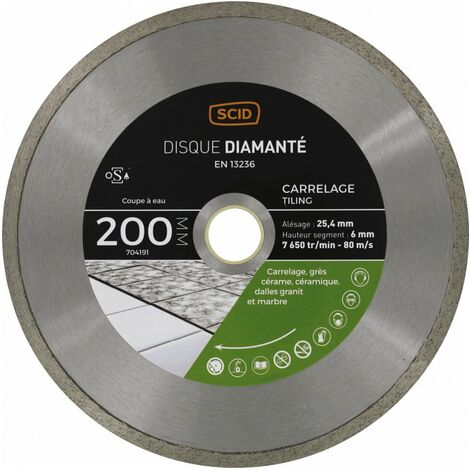 Disque à lamelles pour meuleuse 200mm – Alésage 25,4/22,23mm – Matériaux résistants pour carrelage et grès cérame – Usage intérieur et extérieur – Scid