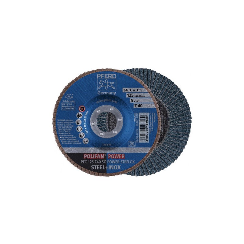 Disque à lamelles polifan z sg power steelox d. 125 mm granulation Z-60 conique (Par 10)