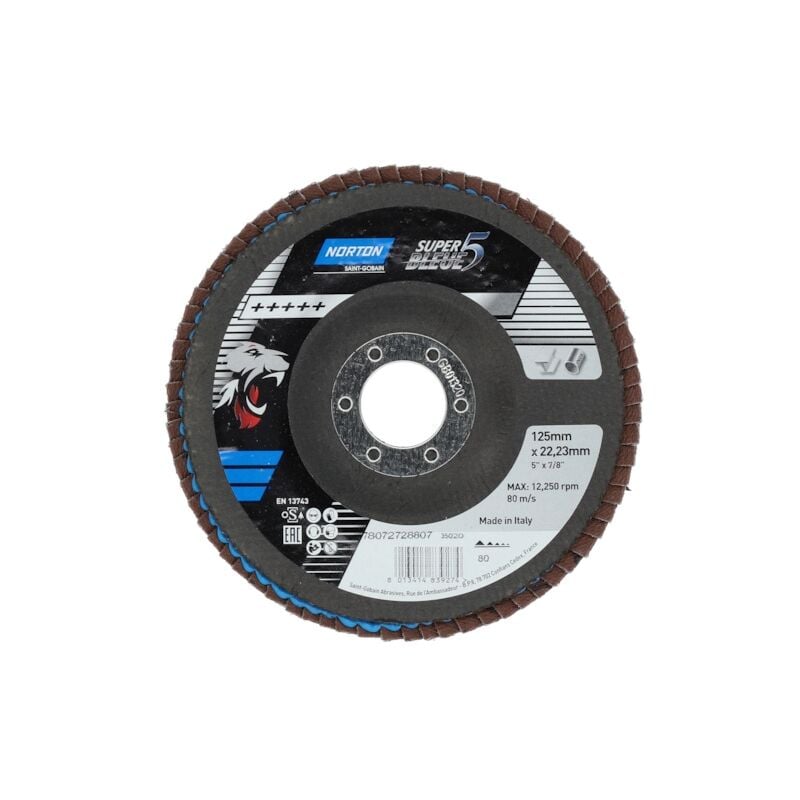 Norton - Disque à lamelles super bleue 5 SB5 - ø 125 mm - Grain 80