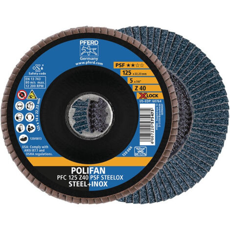 Disque à lamelles X-LOCK PSF Z STEELOX D. 125 mm granulation 40 conique INOX cor (Par 10)