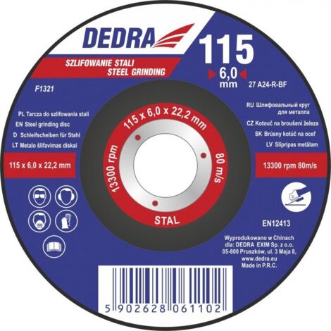 Disque à meuler dedra f1322 125 mm 6 mm