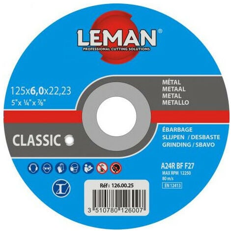 Disque à meuler le métal LEMAN Bleu 125                                           125