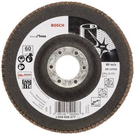 Disque à rabat Bosch X581 Best for Inox droit 125 mm 60 tissu de verre 10 pièces