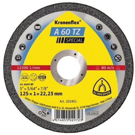 Disque a tronconner 125x1x22.23 acier inox Klingspor