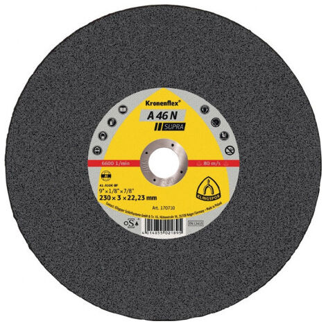 Disque à tronçonner A 46 N Supra D180x3 mm droit aluminium perçage 22,23 mm KLIN (Par 25)
