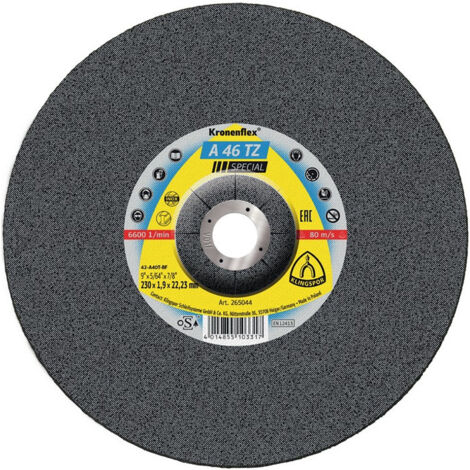 Disque à tronçonner A 46 TZ Spécial D230x1,9mm serti INOX perçage 22,23mm KLINGSPOR (Par 25)