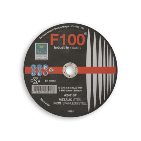 Disque à tronçonner acier 230X2X22.23mm métaux F100 SEA