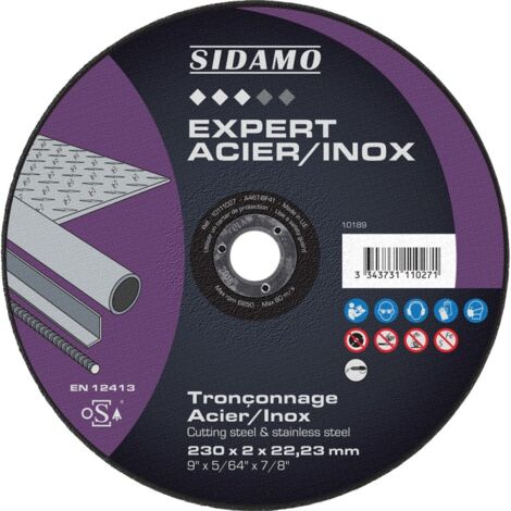 Disque à tronçonner acier inox 230 mm x 2 mm Conditionnement - Unité