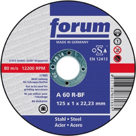Disque à tronçonner Corindon, pour acier, Ø x Épais. : 125 x 1,6 mm, Modèle Droit, Vitesse maxi. 12200 tr/mn