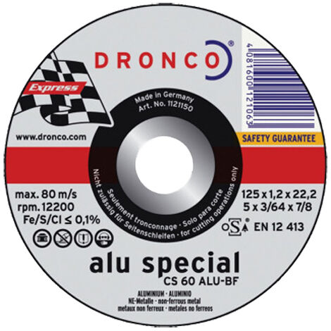 Disque à tronçonner CS 60 pour aluminium et métaux non-ferreux 125x1,2mm - DRONCO - 1121150100