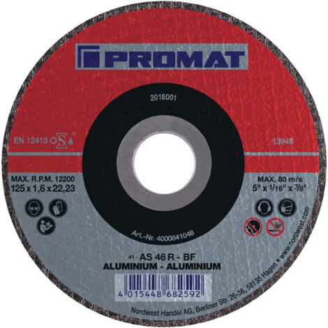 Disque à tronçonner D115x1 mm droit aluminium perçage 22.23 mm PROMAT