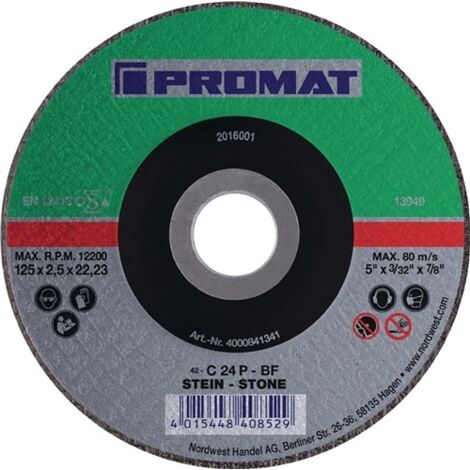 Disque à tronçonner D115x2,5mm coudé Pierre perçage de 22,23 mm