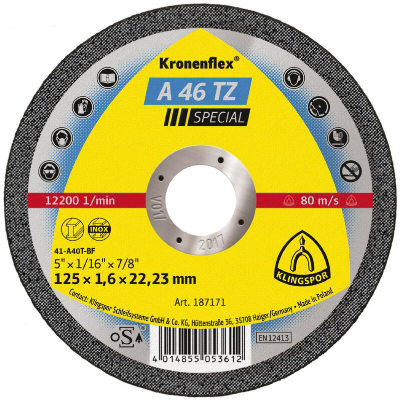 Disque à tronçonner en acier 115x1,6 Klingspor A46TZ