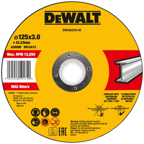 Disque à tronçonner DEWALT haute performance 125x3x22,23mm métal type 42 (déporté) DWA4522IA-AE