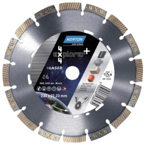 Disque à tronçonner diamant 4x4 Explorer PlusØ 300 épaisseur 2,5 mm alésage 20/25,4 mm - NORTON