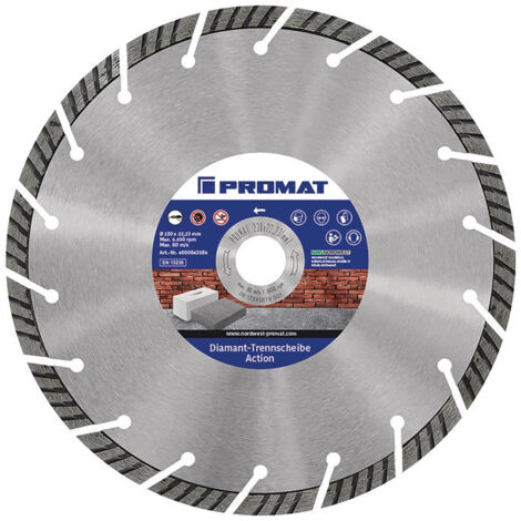 Disque à tronçonner diamant Action D. 115 mm perçage 22,23 mm 10 mm PROMAT