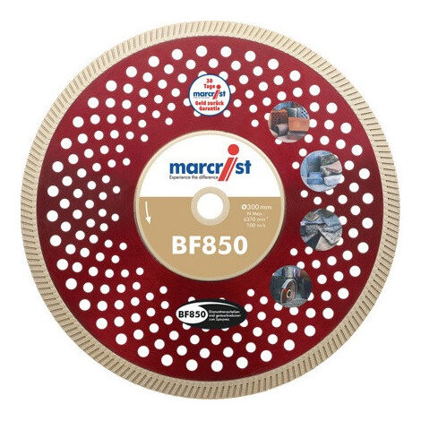 Disque à tronçonner diamant BF850 D.300mm alésage.20mm segment-H.12mm segment-S.3mm