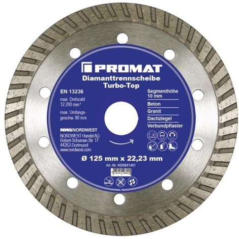 Disque à tronçonner diamant D. 180 mm perçage 254 / 22,23 mm âme en acier 10 mm