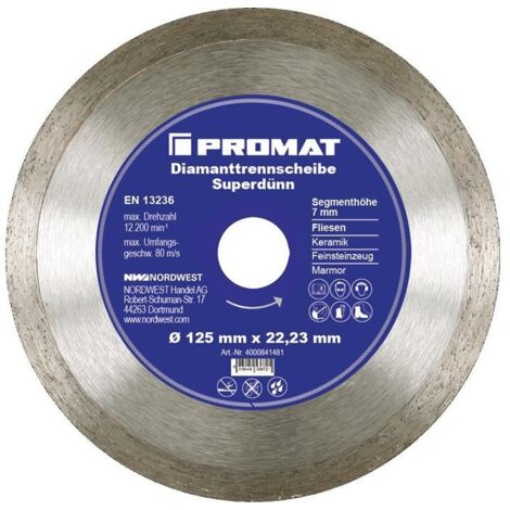 Disque à tronçonner diamant D. 180 mm perçage 254 / 22,23 mm Carrelages 7 mm PR