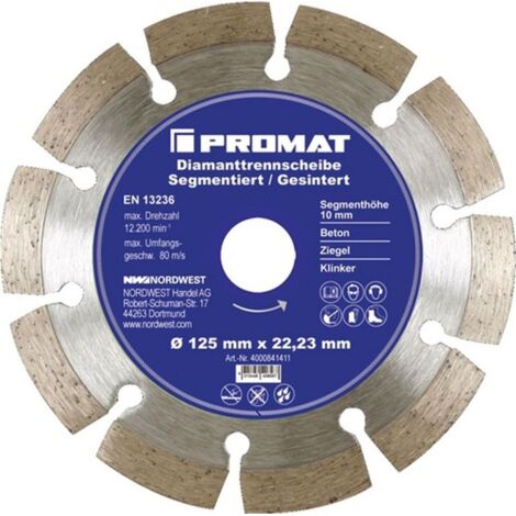 Disque à tronçonner diamant D. 230 mm perçage 22,23 mm segmenté 10 mm
