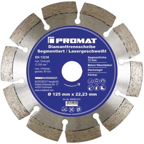 Disque à tronçonner diamant D. 350 mm perçage 254 mm soudé au laser 12 mm