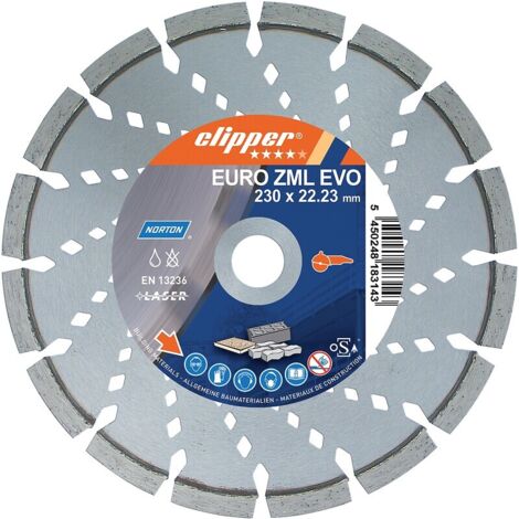 Disque à tronçonner diamant EURO.ZML Ø 125 hauteur de segment 12 mm épaisseur 2,2 mm alésage 22,2 mm - NORTON
