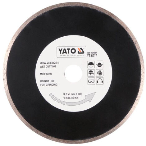 Disque à tronçonner diamant pour coupe humide Yato YT-6017 200x25 4 mm