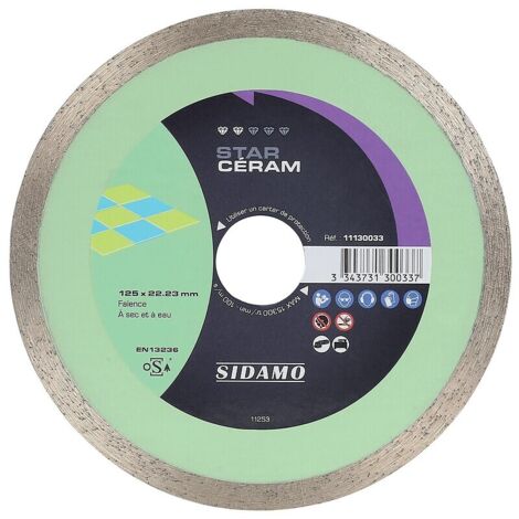 Disque à tronçonner diamant Saint Martin diamètre 125 pour grès céram et carrelage - SIDAMO