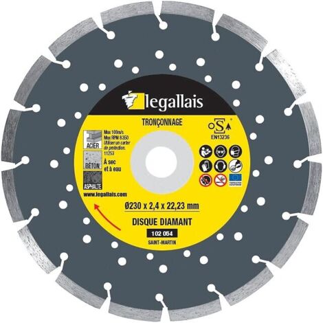 Disque à tronçonner diamant Saint-Martin polyvalent Ø 125 épaisseur 2 mm alésage 22.2 mm - SIDAMO