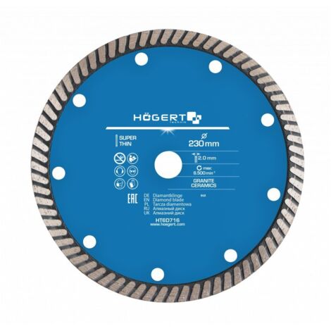 Disque à tronçonner diamanté Hogert HT6D716 230 mm