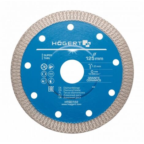 Disque à tronçonner diamanté Hogert HT6D722 125 mm
