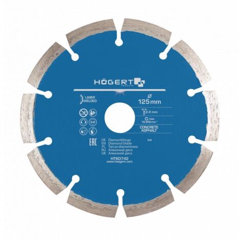 Disque à tronçonner diamanté Hogert HT6D742 125 mm