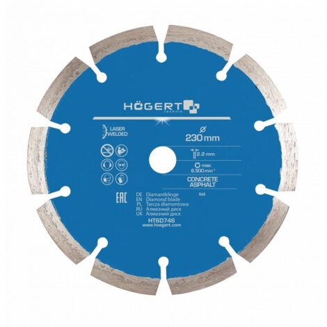 Disque à tronçonner diamanté Hogert HT6D746 230 mm