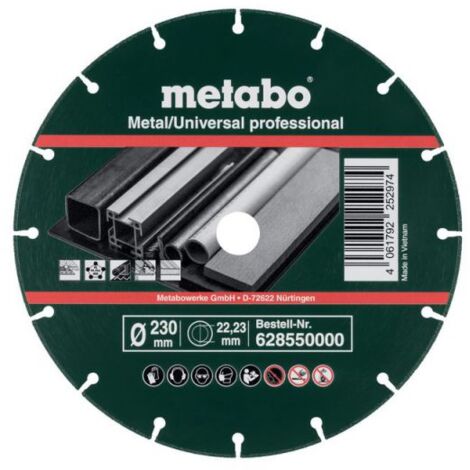 Disque à tronçonner diamanté METABO 230x1,6x22,23mm, MUP, métal/universel professionnel (628550000)