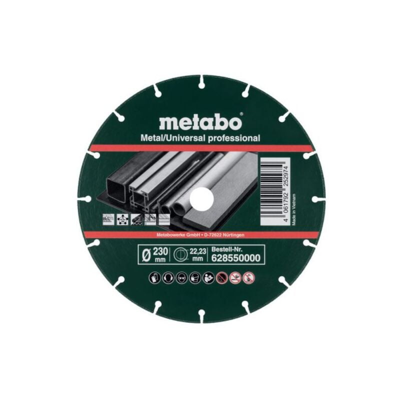 Metabo - Disque à tronçonner diamanté 230x1,6x22,23mm, mup, métal/universel professionnel (628550000)