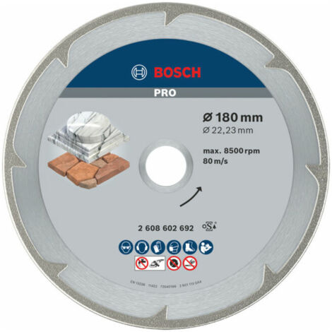 Disque à tronçonner diamanté PRO Marble Bosch 180 x 22,23 mm - 2608602692