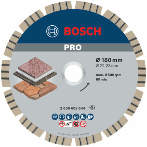 Disque à tronçonner diamanté PRO Stone Bosch 180 x 22,23 mm - 2608602644