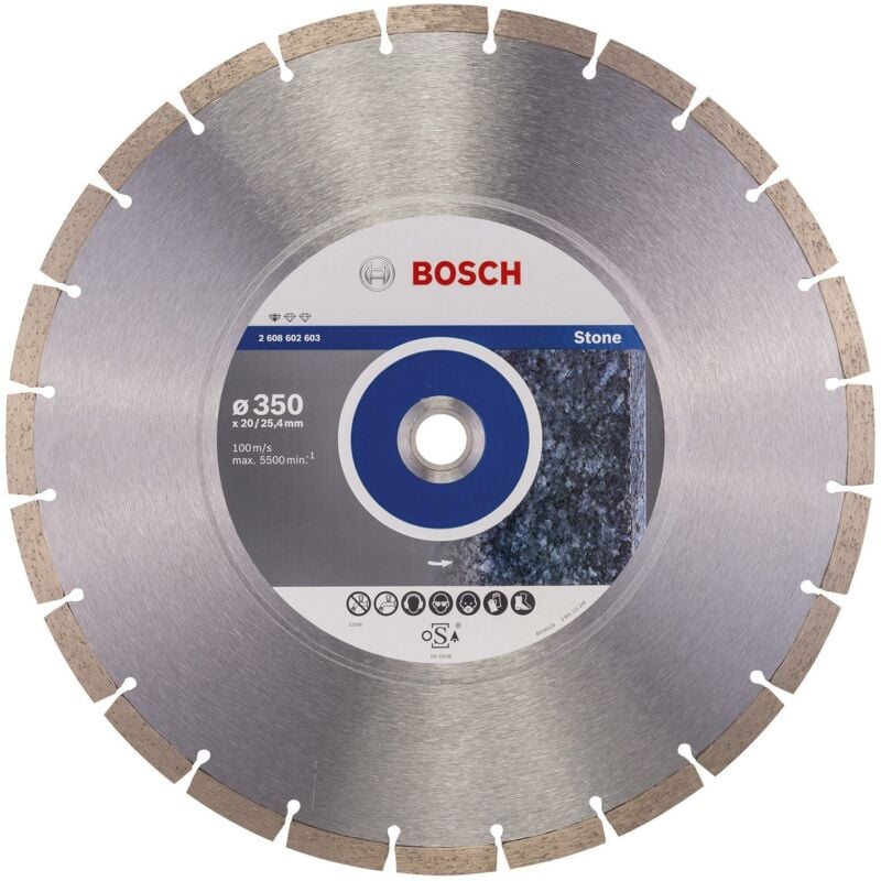 Bosch - Disque à tronçonner diamanté Standard for Stone 350 x 20,00+25,40 x 3,1 x 10 mm -2608602603