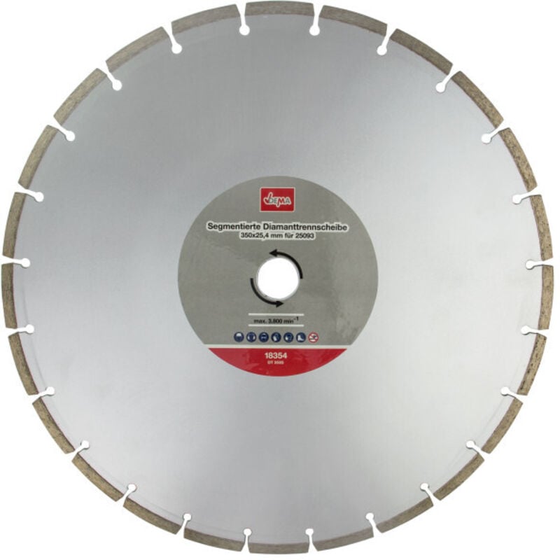 Dema - Disque à tronçonner diamanté segmenté 350 x 25,4 mm pour D25093 D25094