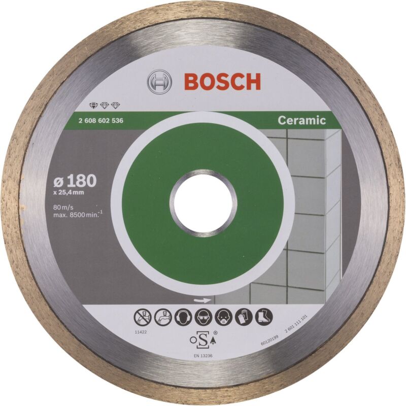 Disque à tronçonner diamanté Standard for Ceramic Bosch 180 x 25,40 x 1,6 x 7 mm -2608602536